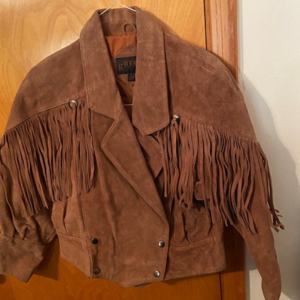 Women's G4000 Vintage Suede Fringe Coat.